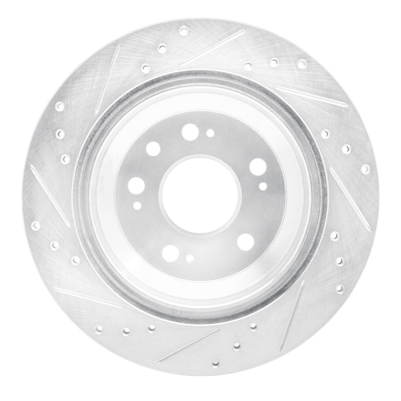 Acura RL Brake Rotor (1) - Rear Right - R1 Concepts - Drilled & Slotted - Silver - `05-`12